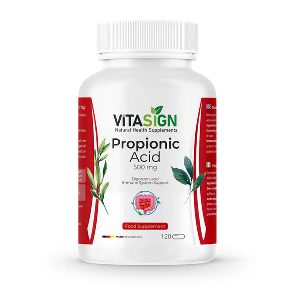 VITASIGN Propionic Acid 500mg, 120 Vegan Capsules – Supports Digestion & Immune System