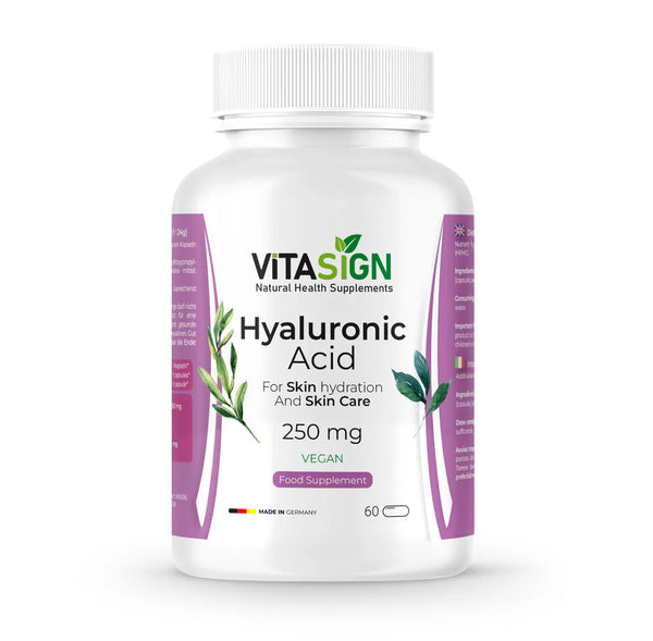 VITASIGN Hyaluronic Acid 250mg, 60 Vegan Capsules – Supports Skin Hydration & Skin Care
