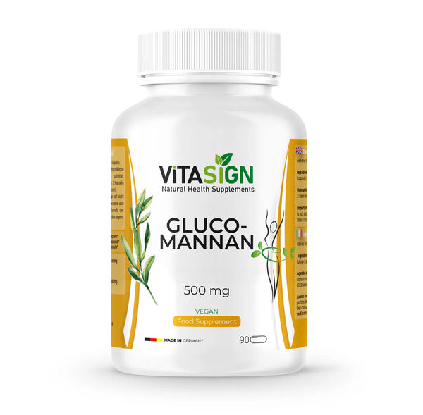VITASIGN Glucomannan 500mg, 90 Vegan Capsules – Natural Fiber Supplement