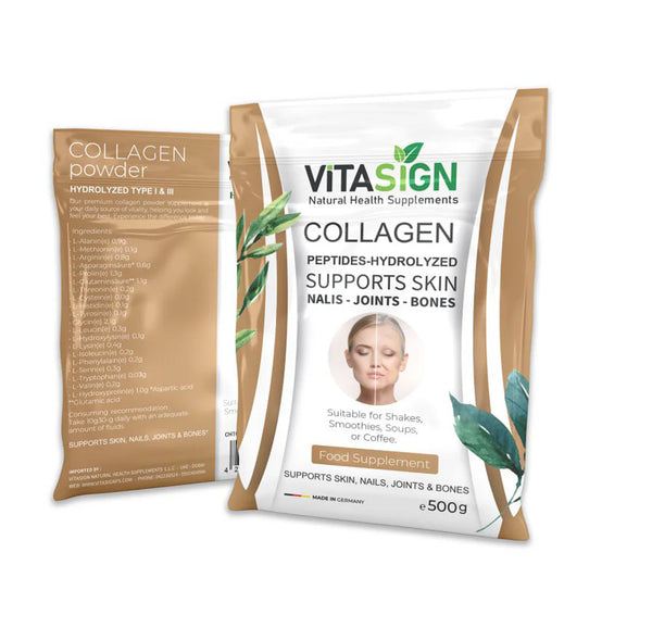 VITASIGN Hydrolyzed Collagen Powder, Type I & III, Unflavored, 500g – Daily Nutrition Support