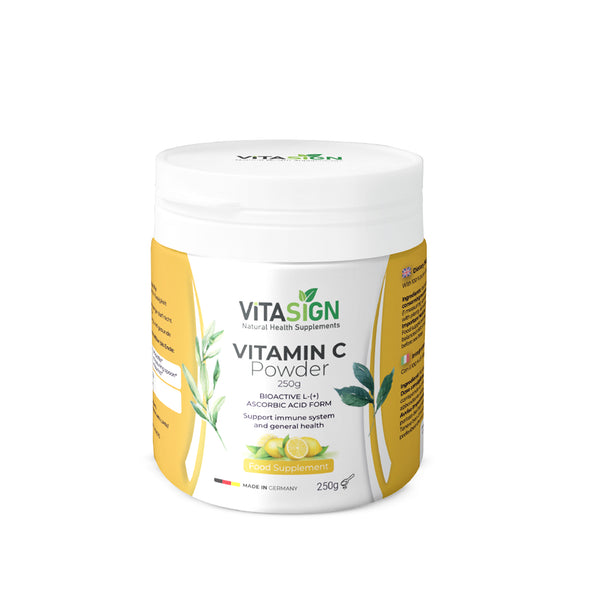 مسحوق فيتامين سي من فيتا ساين، 250 غرام - حمض الأسكوربيك النقي (L-(+)-، يدعم المناعة والصحة العامة
