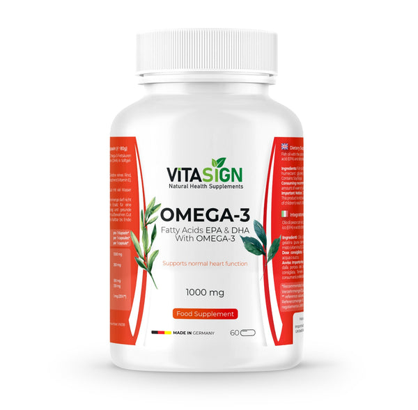 VITASIGN Omega-3 1000mg, 60 Softgels – EPA & DHA, Supports Heart & Brain Health