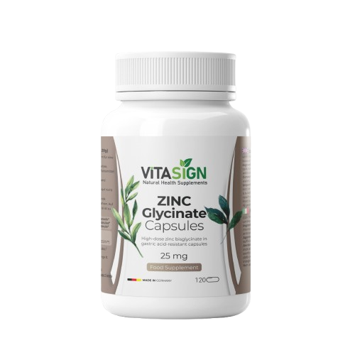 VITASIGN Zinc Glycinate 25mg, 120 Capsules – High-Quality Food Supplement